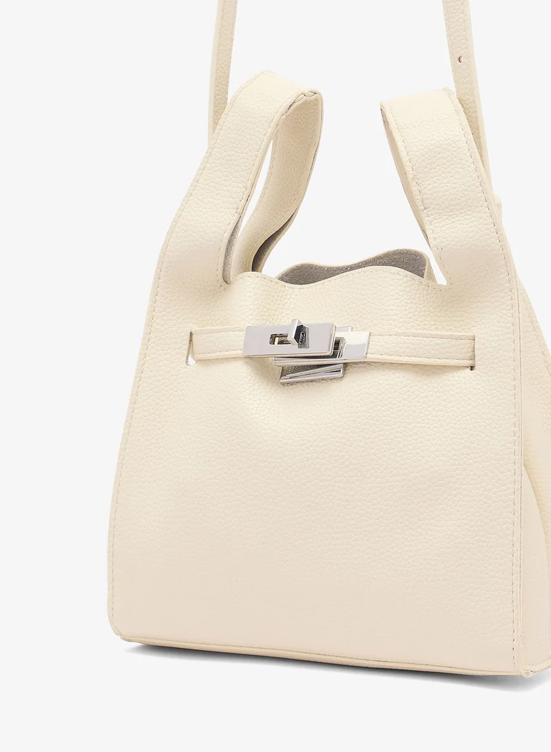 Ella White bucket bag with silver accent crossbody for Women | Best Price UAE